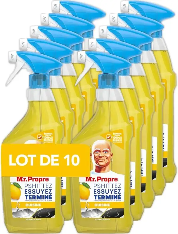 Mr. Propre Spray 💥 17,70€ au lieu de 29,50€ – Mr. Propre Spray Dégraissant & Nettoyant Cuisine (Lot de 10 x 500 ml)