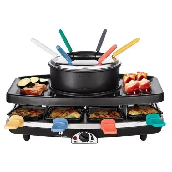 💥 39,99€ au lieu de 44,99€ – Continental Edison Appareil à Raclette & Fondue 8 Personnes