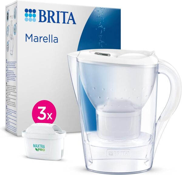 💥 26,15€ au lieu de 34,90€ – BRITA Carafe Filtrante Marella 2,4 L avec 3 Cartouches MAXTRA PRO