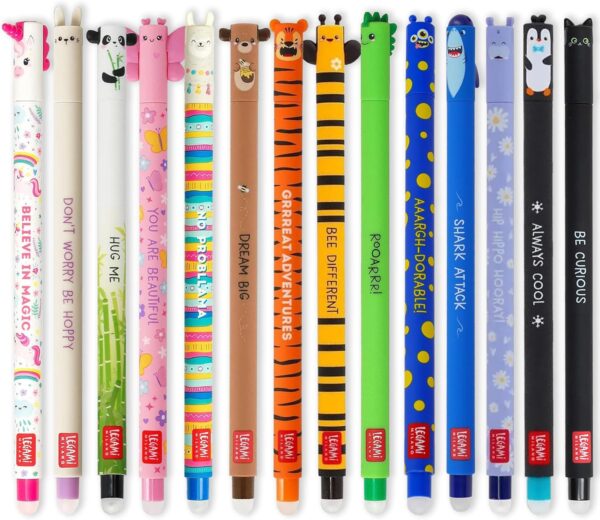 💥 29,89€ – LEGAMI Lot de 14 Stylos Gel Effaçables Animaux 0,7 mm
