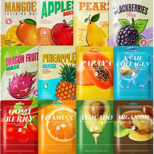 💥 7,34€ au lieu de 9€ – Lot de 12 Masques en Feuille Soin Coréen 25 ml