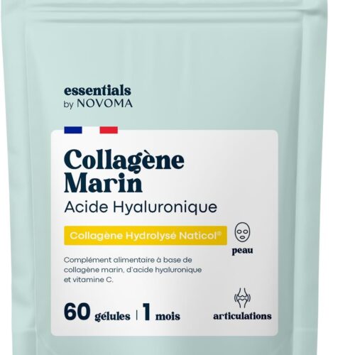 💥 9,47€ – Collagène Marin + Acide Hyaluronique 60 Gélules Essentials by Novoma