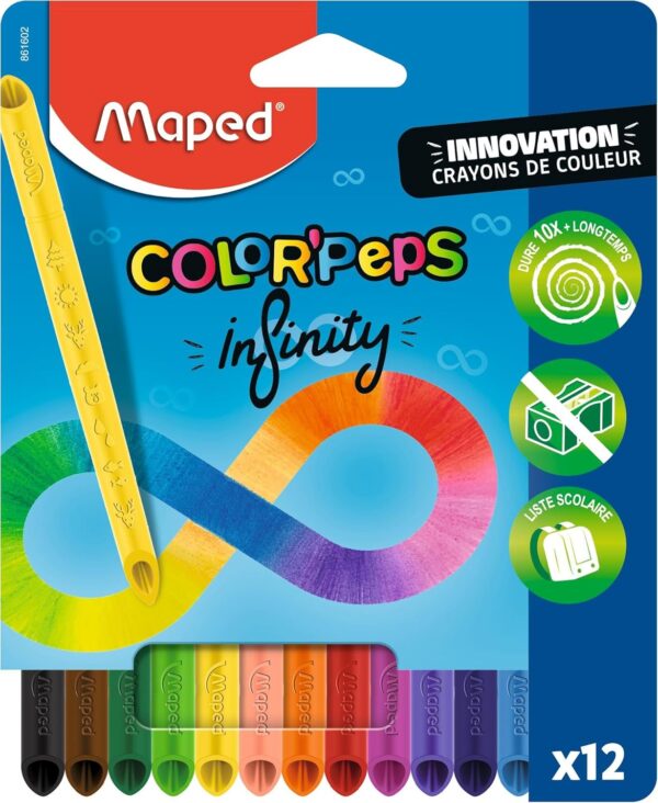 Maped Color’Peps 💥 2,29€ au lieu de 3,70€ – Maped Color’Peps Infinity Pochette 12 Crayons de Couleur