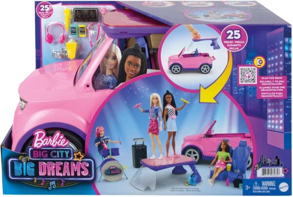 💥 28,80€ au lieu de 72,99€ – Barbie Big City Big Dreams Véhicule Concert Transformable
