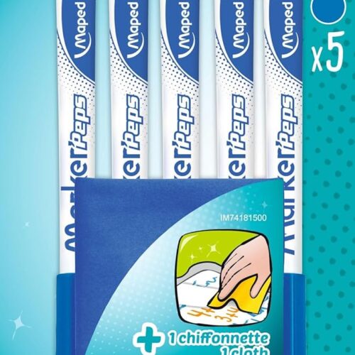 💥 2,34€ au lieu de 4,18€ – Maped Marker’Peps 5 Feutres Effaçables + Chiffonnette