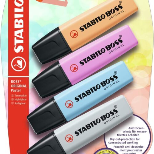 💥 3,95€ au lieu de 5,65€ – STABILO BOSS ORIGINAL Pastel (Blister 4 Surligneurs)